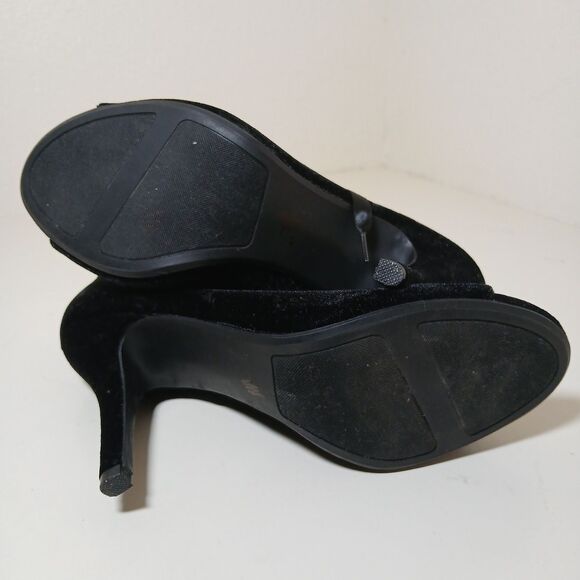 Lauren Conrad Runway Black Velvet 4" Lace Up Open Toed Heels Women's 9.5M #A4 - Picture 4 of 7